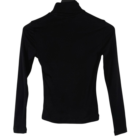 Kotn Size XS Black Micro-Rib 100% Egyptian Cotton Fitted Turtleneck Tee - Picture 4 of 7